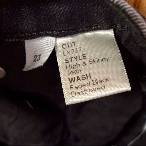 Reformation High and Skinny Faded Black Destroyed Jeans 28in Inseam - Picture 4 of 5